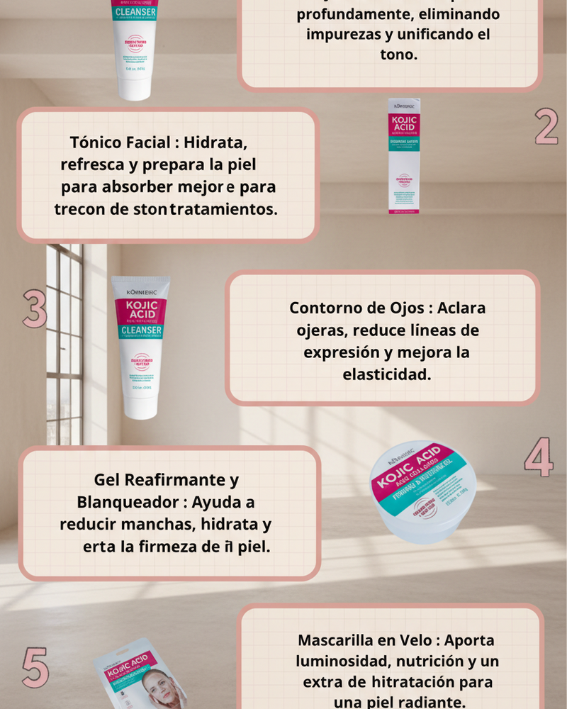 RUTINA FACIAL COMPLETA ÁCIDO KÓJICO + COLÁGENO